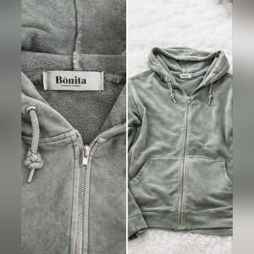 Women's Sage Green Zip Front Hoodie Jacket